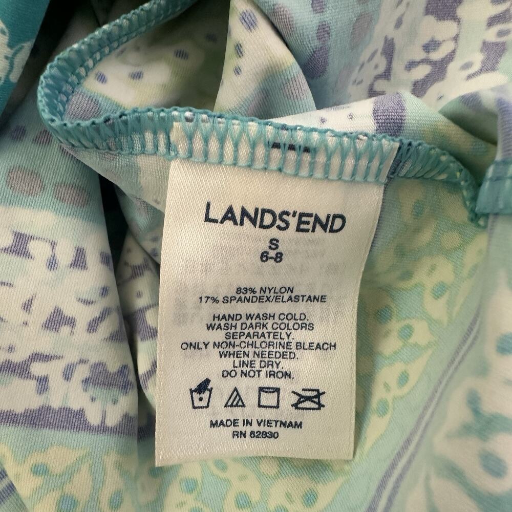 Lands End Womens Shift Dress Size S 6-8 Blue Green Floral Stripe Stretch - Picture 5 of 10